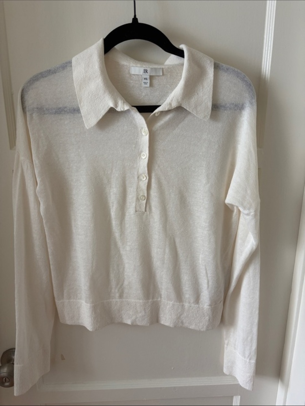 Banana Republic Cream Collared Button Pullover